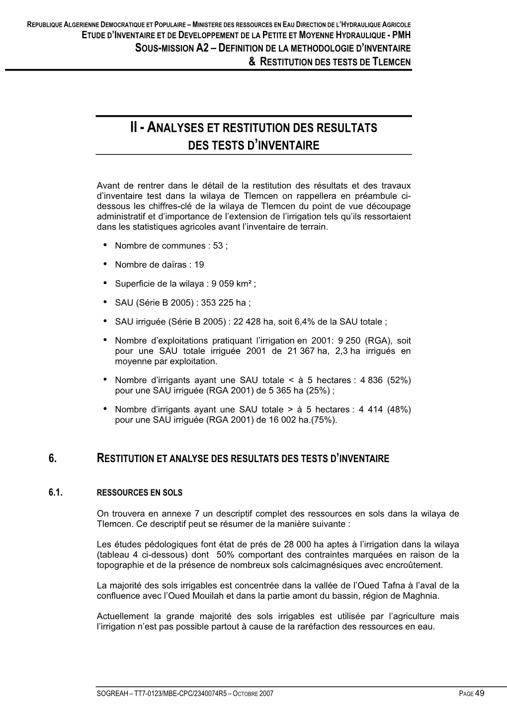 Ii - Analyses Et Restitution Des Resultats Des Tests D ’Inventaire