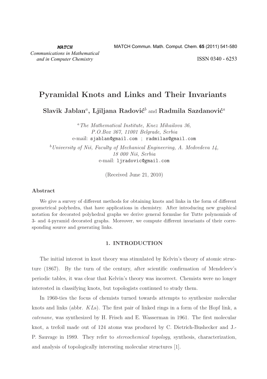 Pyramidal Knots and Links and Their Invariants