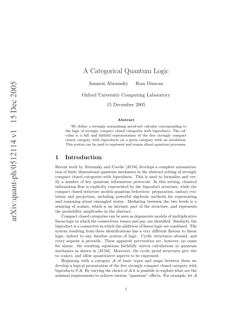 Arxiv:Quant-Ph/0512114 V1 15 Dec 2005 Iia Eurmnst Civ Aiu Qatm Eﬀects