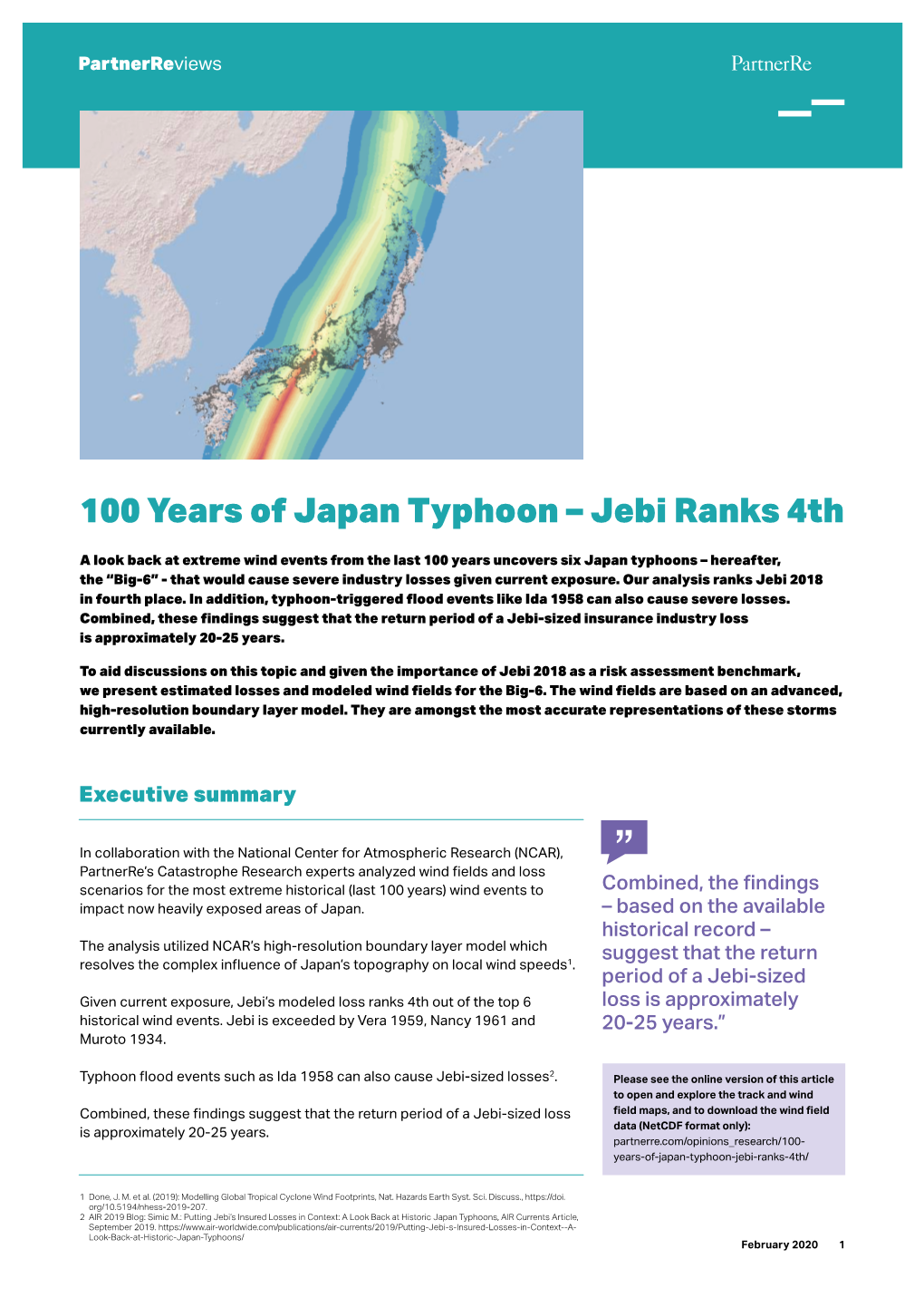 100 Years of Japan Typhoon – Jebi Ranks 4Th