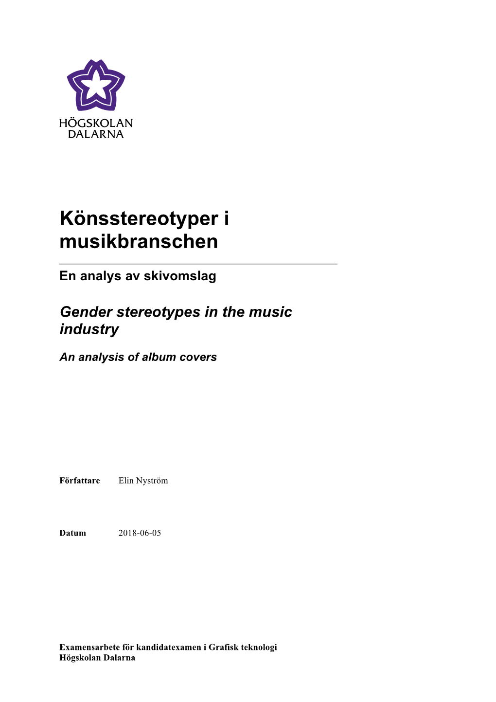 Könsstereotyper I Musikbranschen