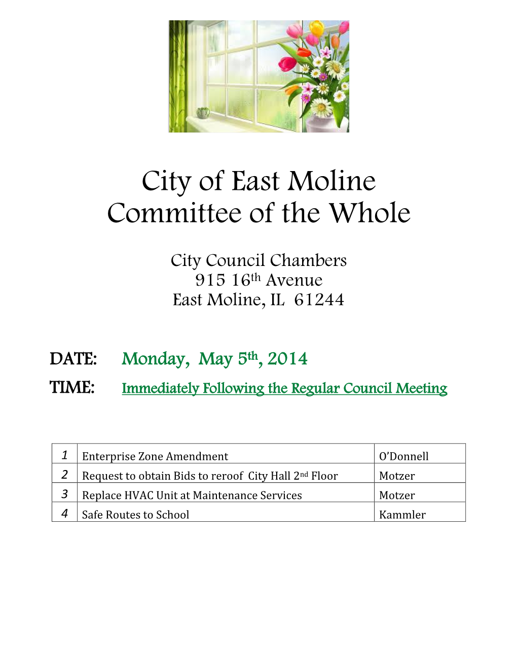 City of East Moline Committee of the Whole