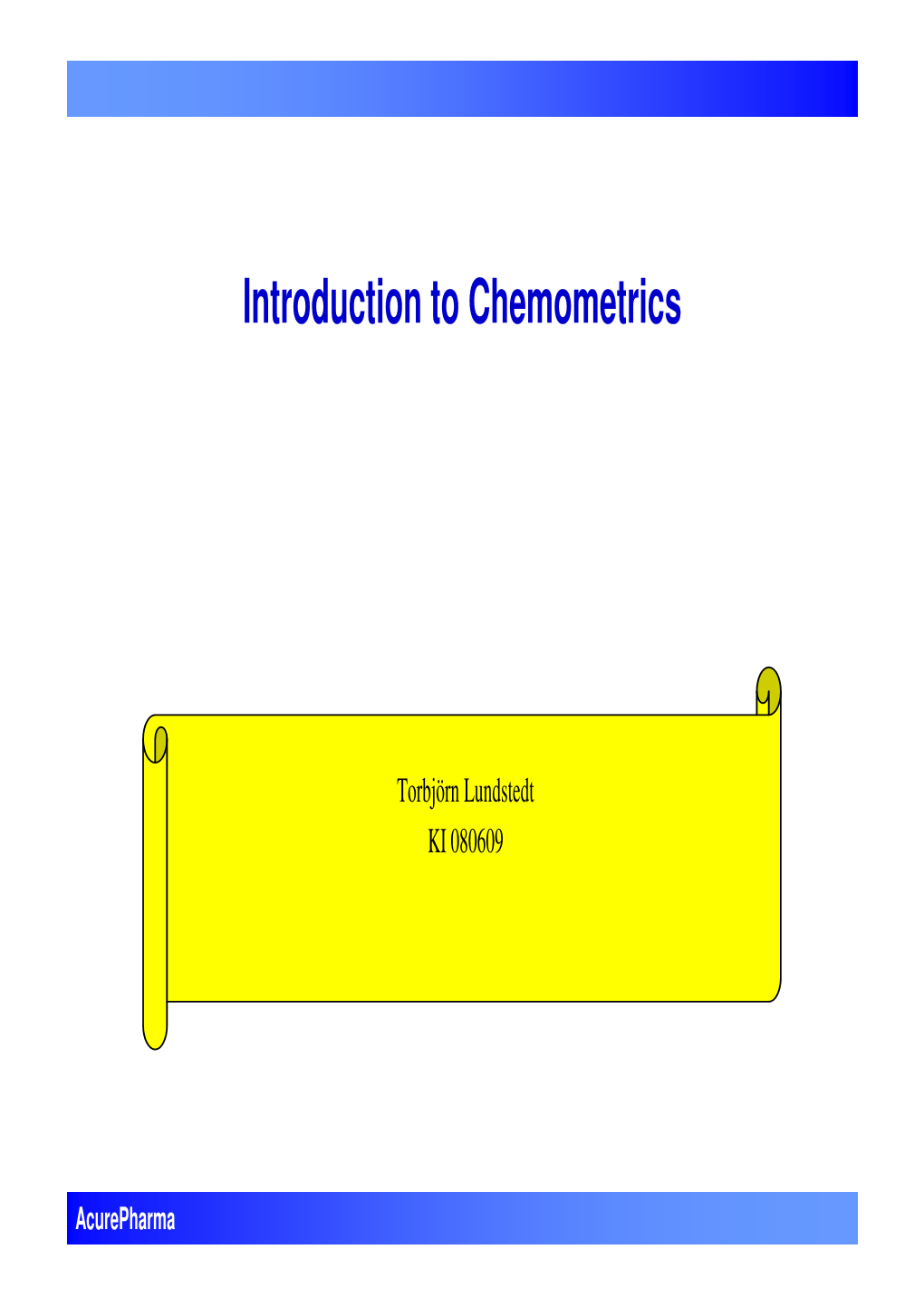 Introduction to Chemometrics