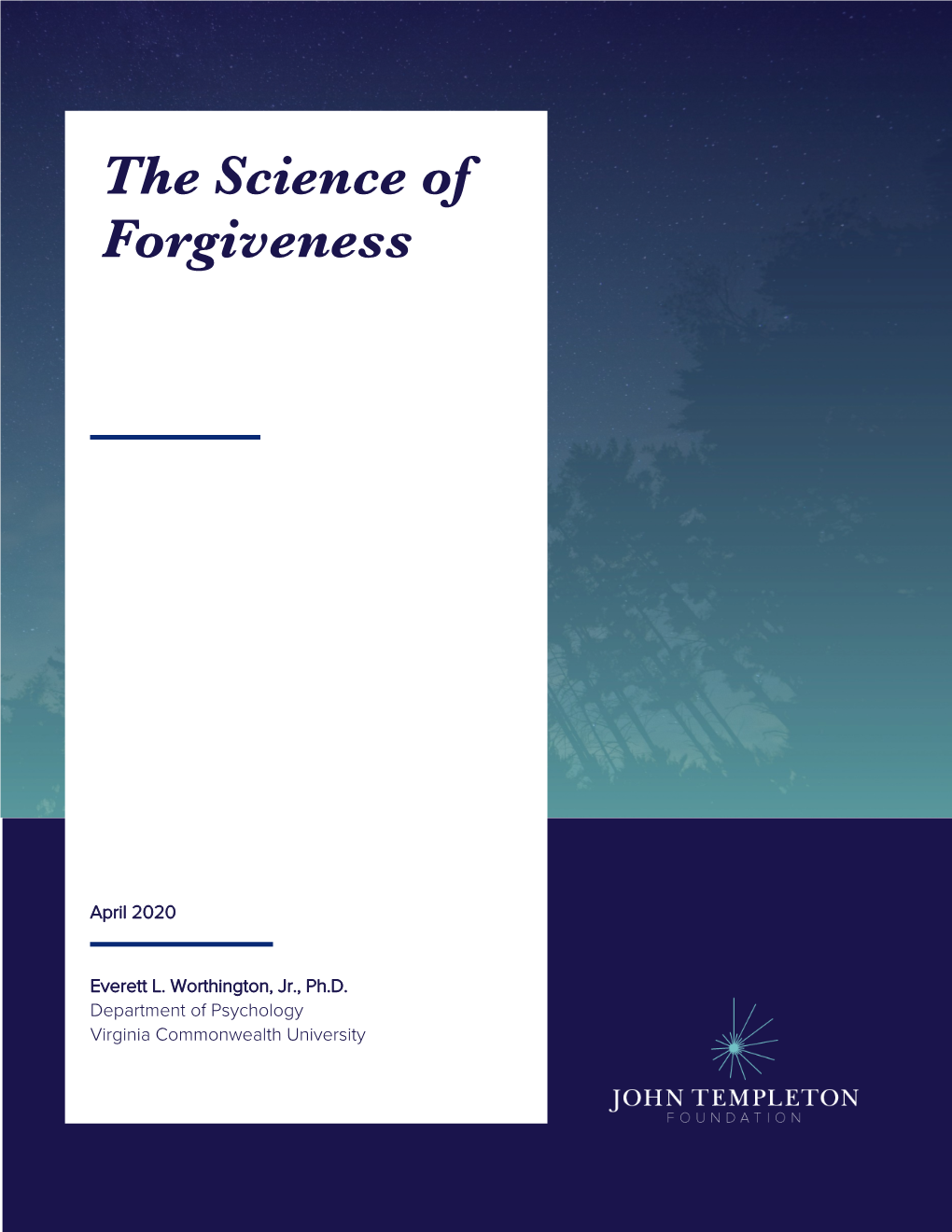 White Paper on the Science of Forgiveness