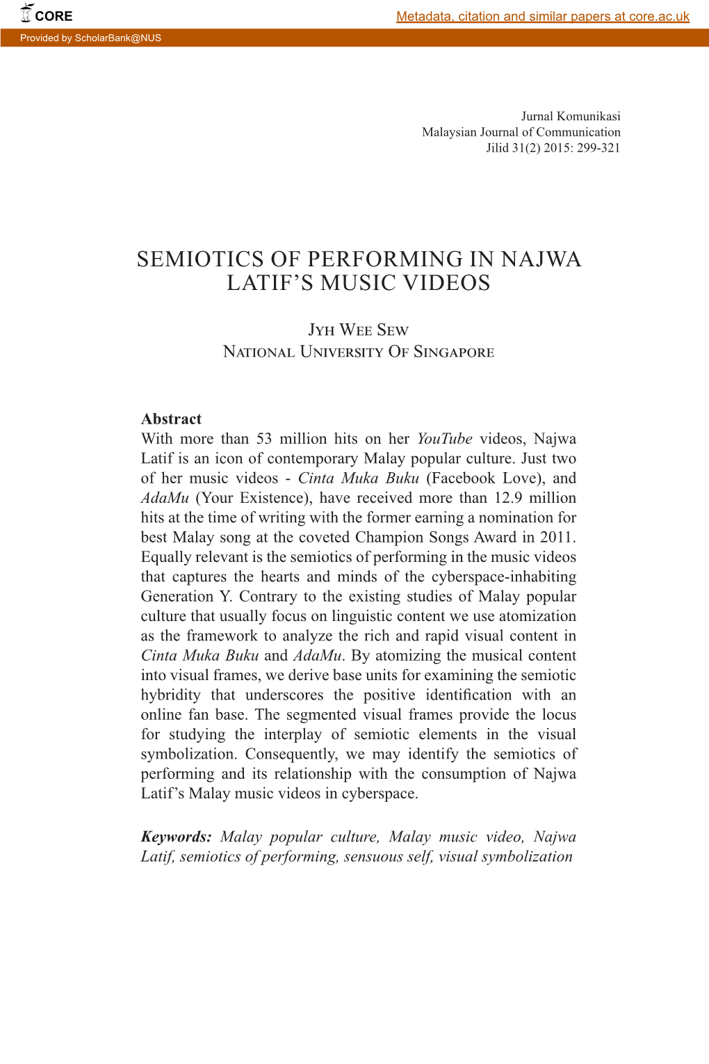Semiotics of Performing in Najwa Latif's Music