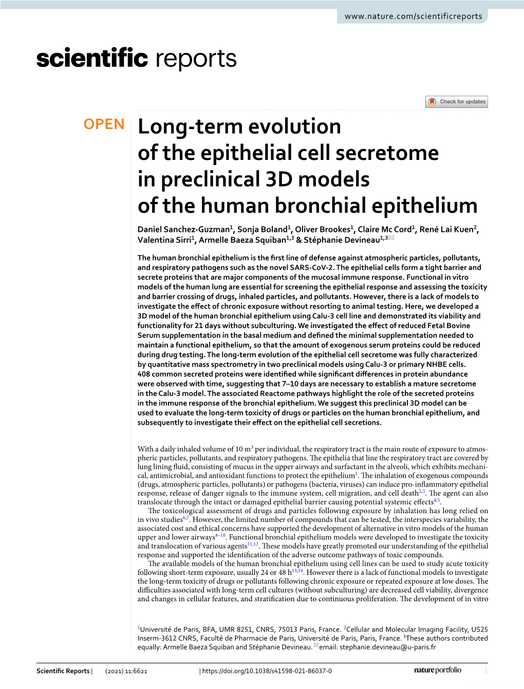 Long-Term Evolution of the Epithelial Cell Secretome in Preclinical 3D