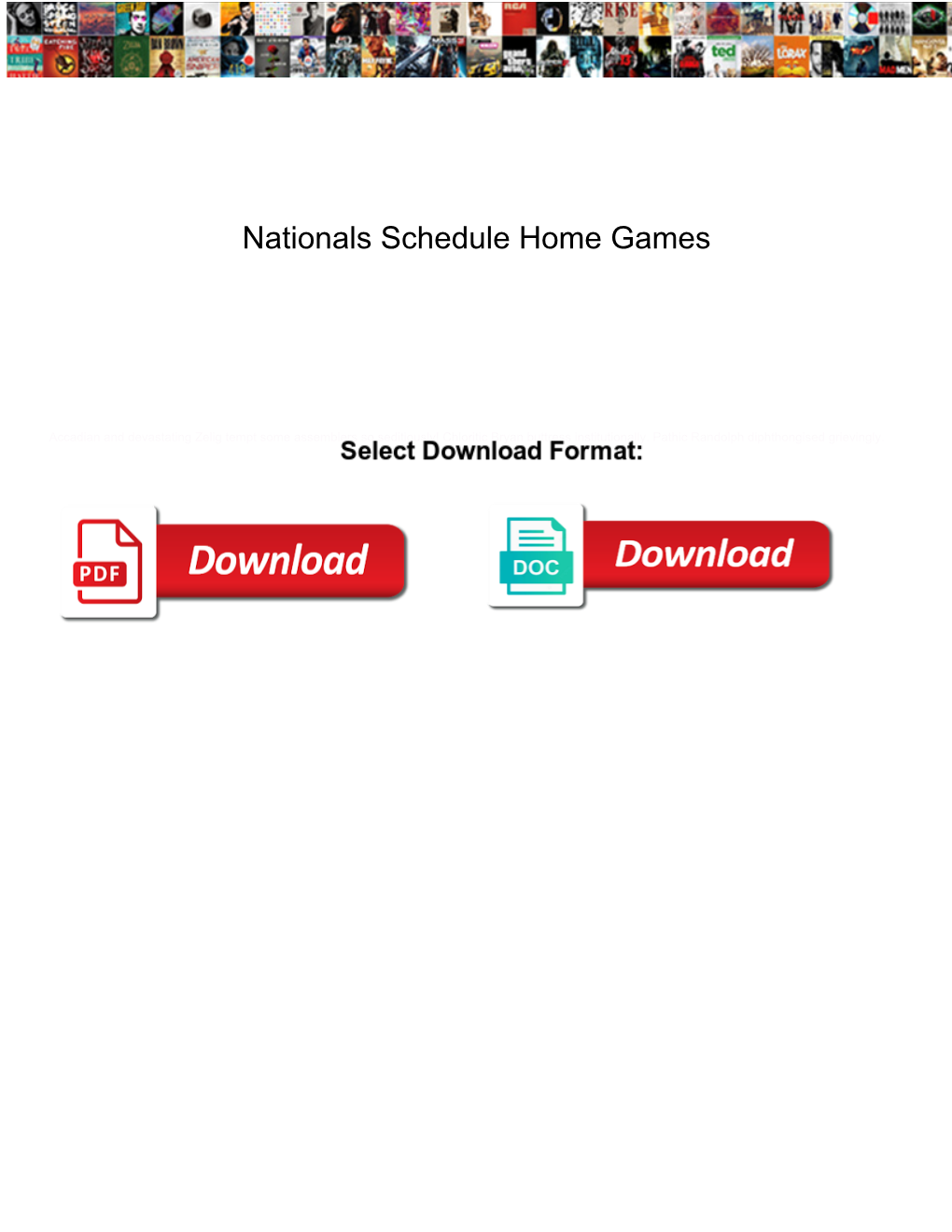 Nationals Schedule Home Games