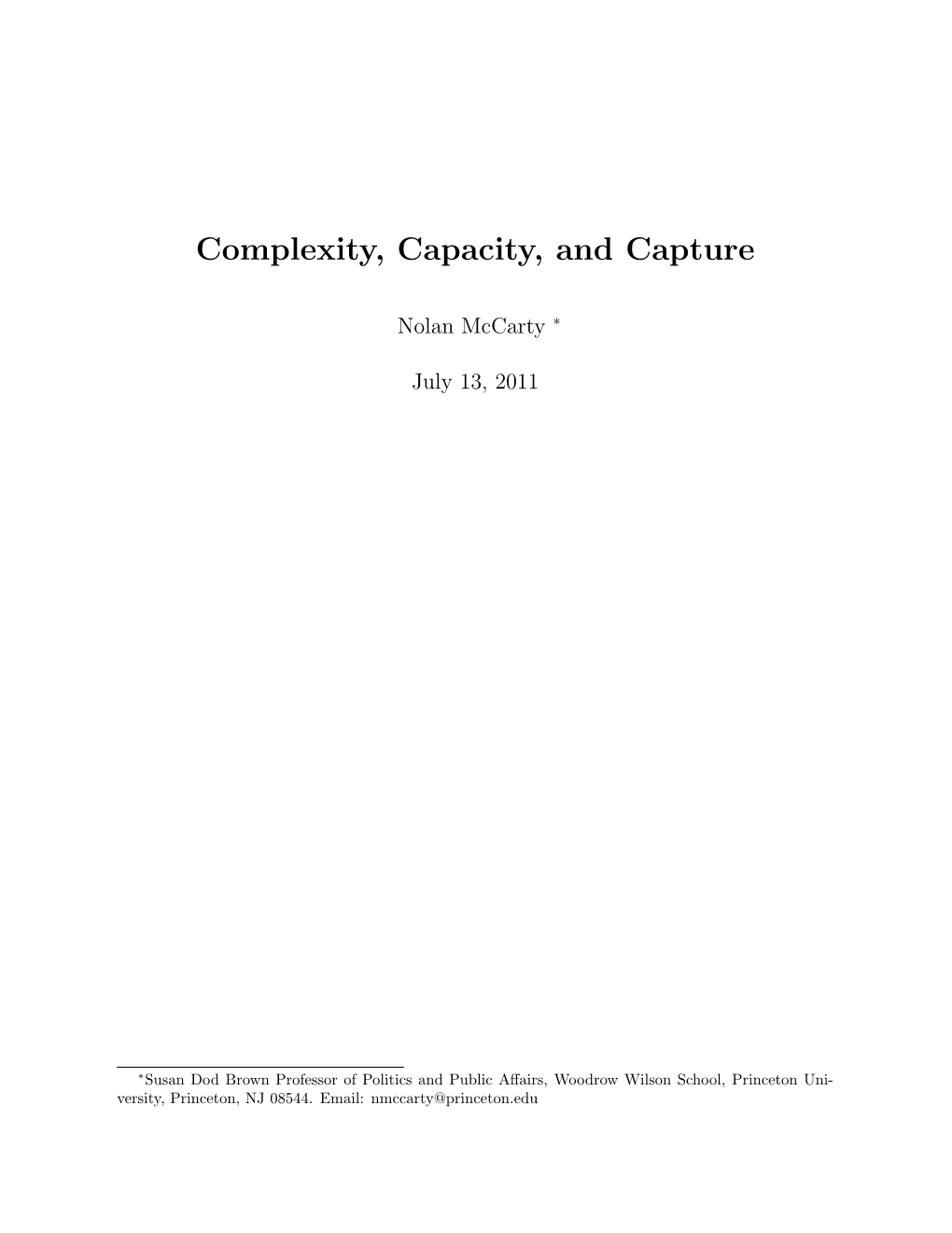 Complexity, Capacity, and Capture