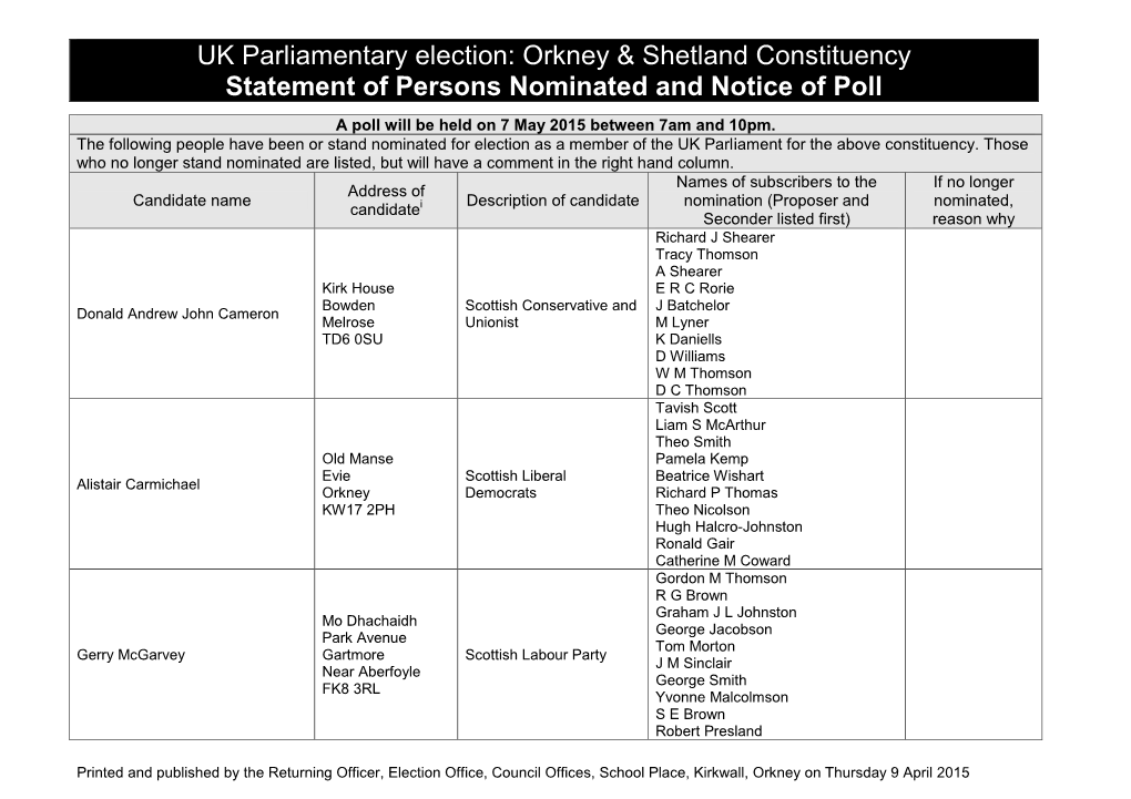 UKPGE Notice of Poll