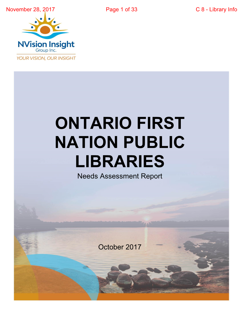 Ontario First Nation Public Libraries Need Assessment Report