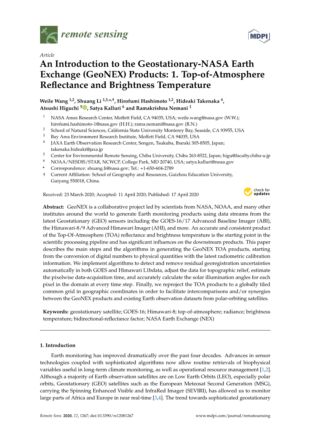 An Introduction to the Geostationary-NASA Earth Exchange (Geonex) Products: 1