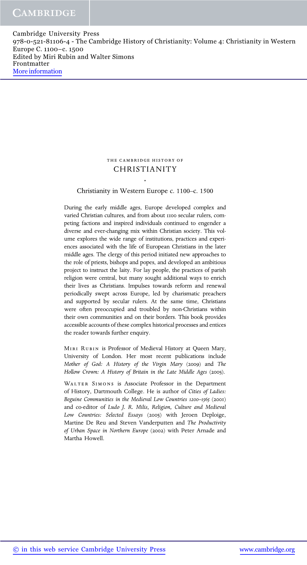 Christianity: Volume 4: Christianity in Western Europe C