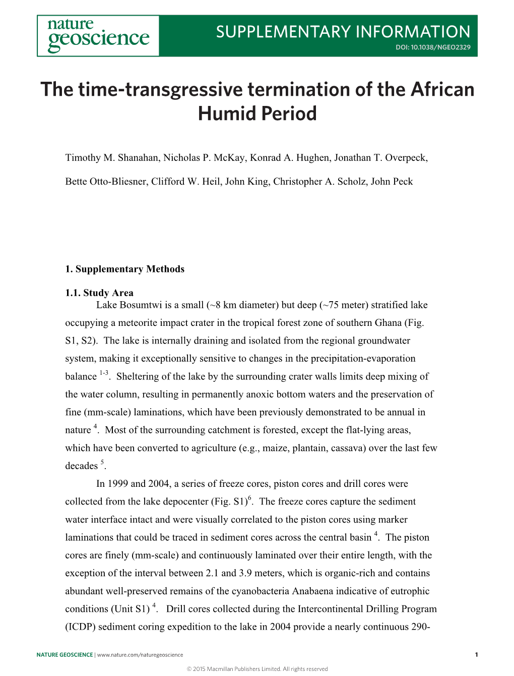 The Time-Transgressive Termination of the African Humid Period