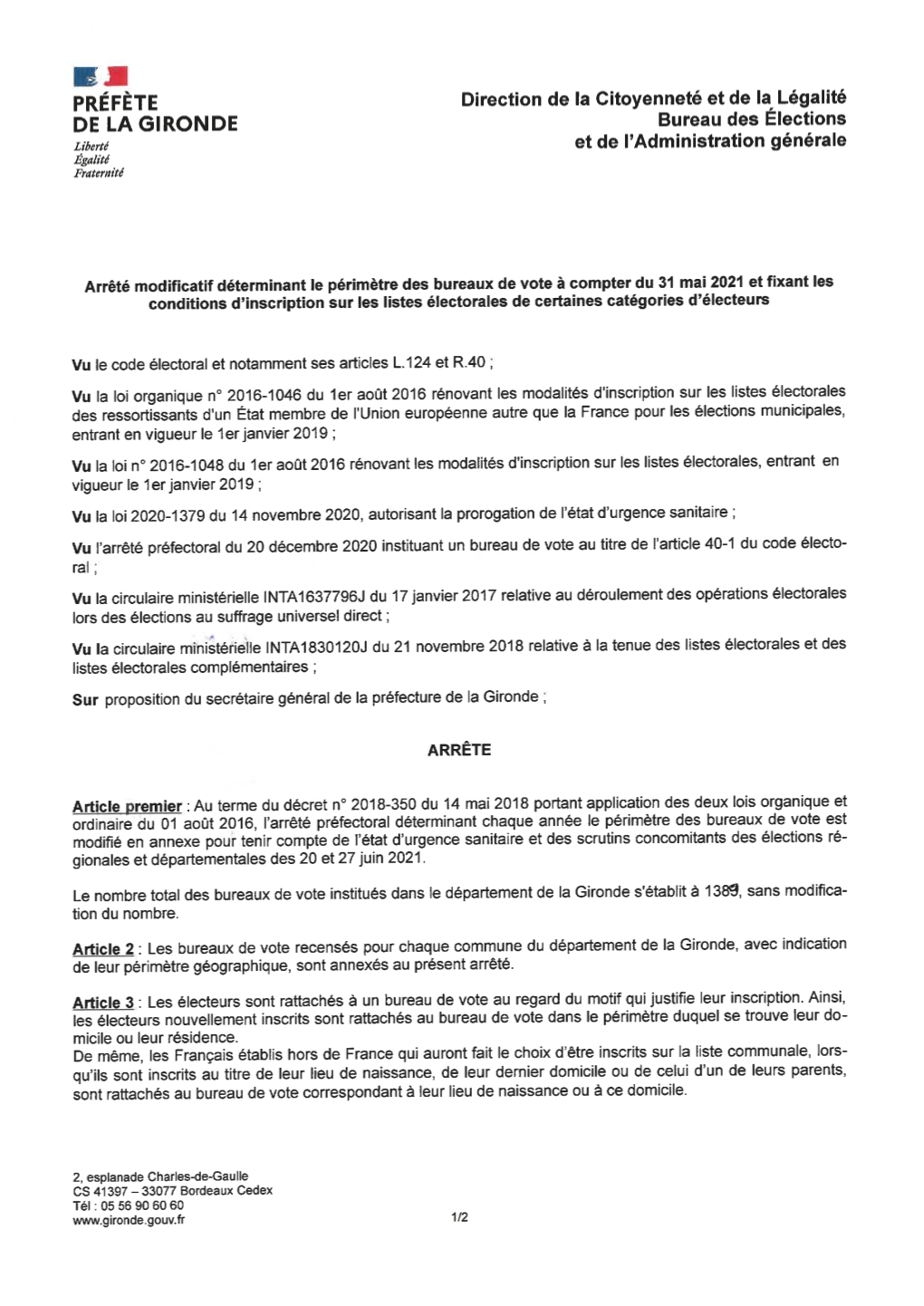 Arrêté Modificatif Bureaux De Vote Gironde.Pdf