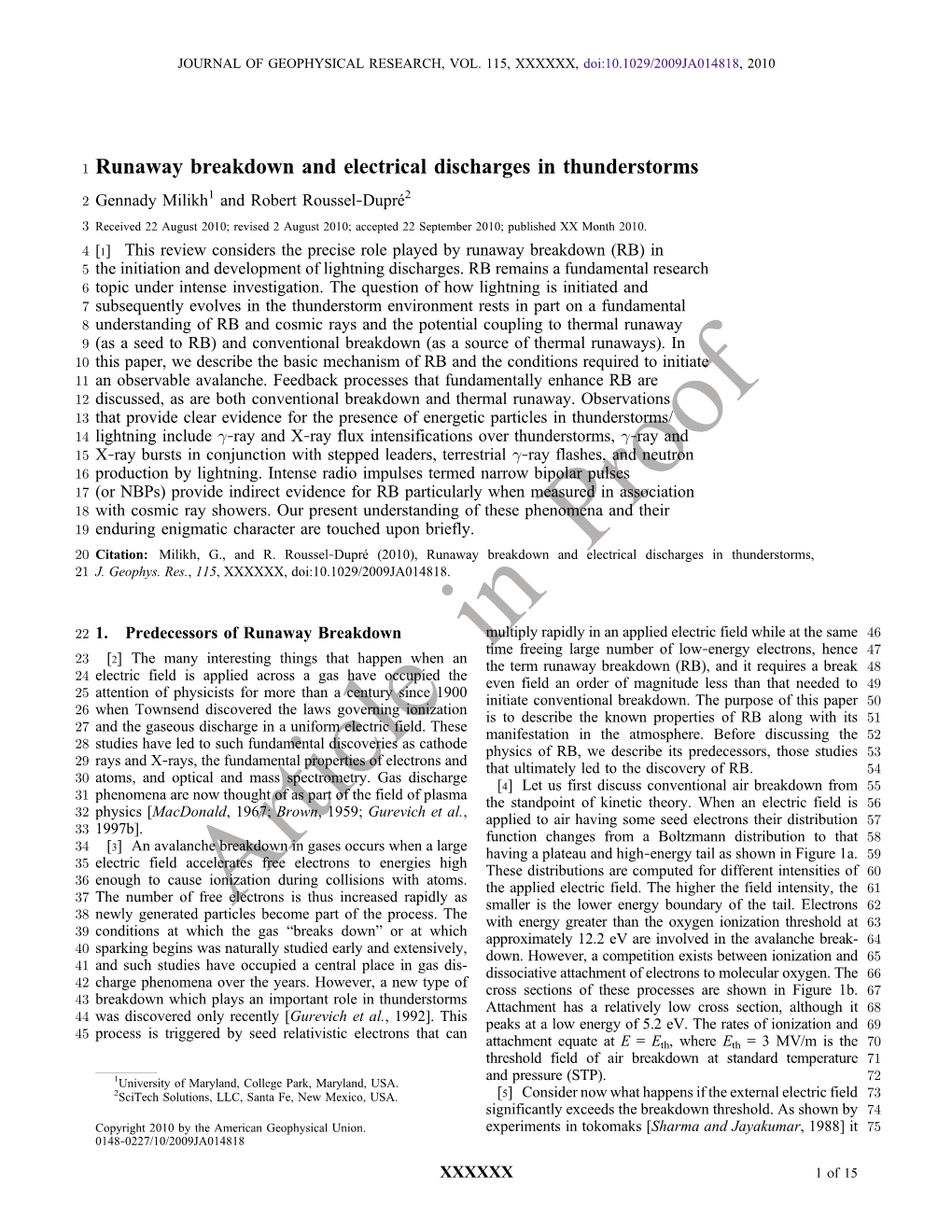 1 Runaway Breakdown and Electrical Discharges in Thunderstorms