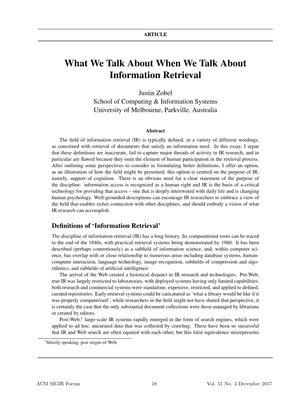 What We Talk About When We Talk About Information Retrieval