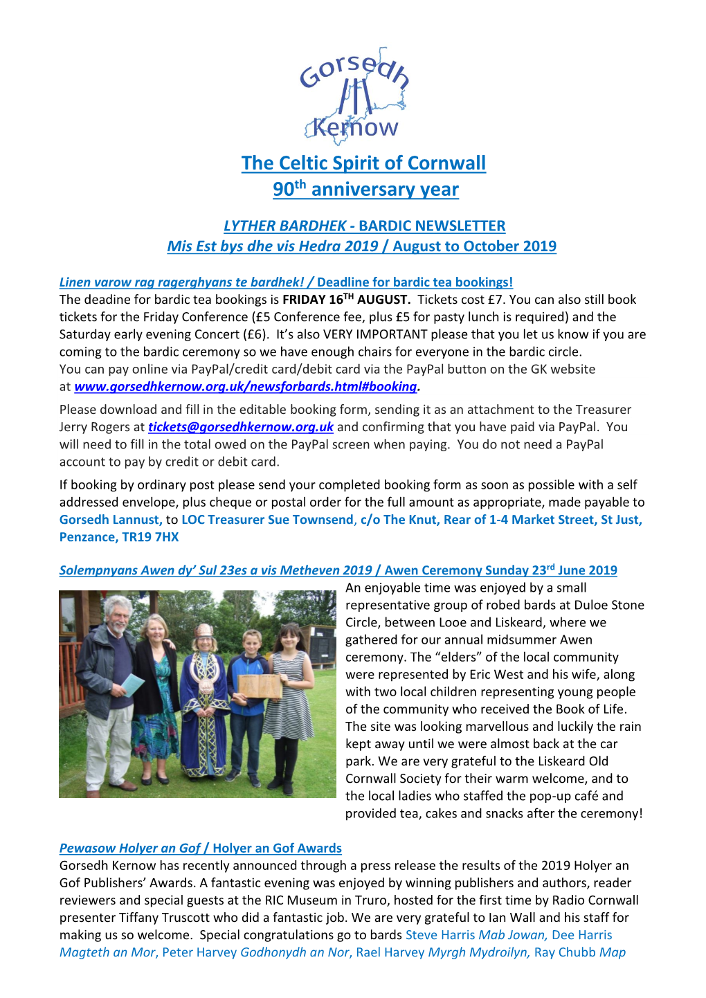 The Celtic Spirit of Cornwall 90Th Anniversary Year