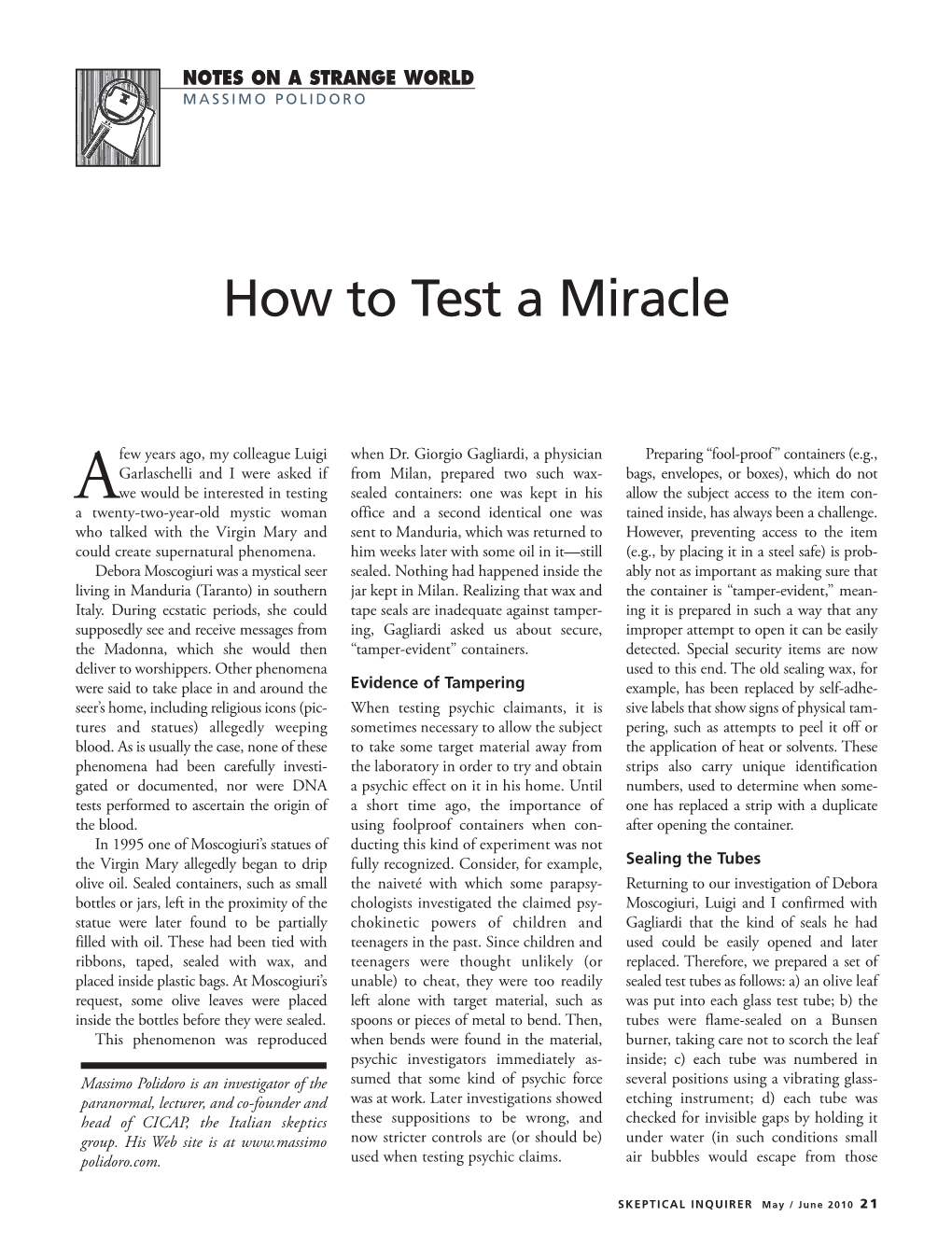 How to Test a Miracle