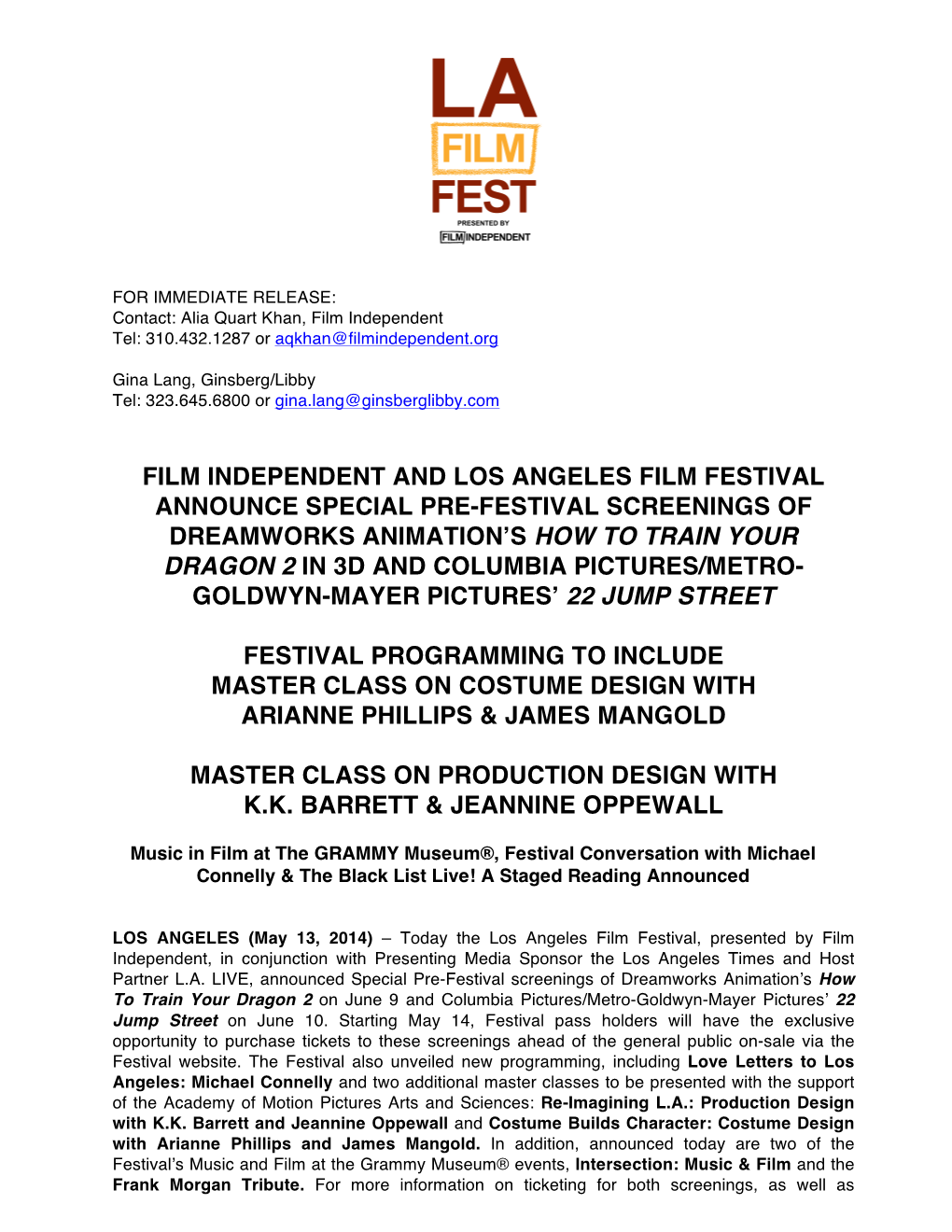 Film Independent and Los Angeles Film Festival