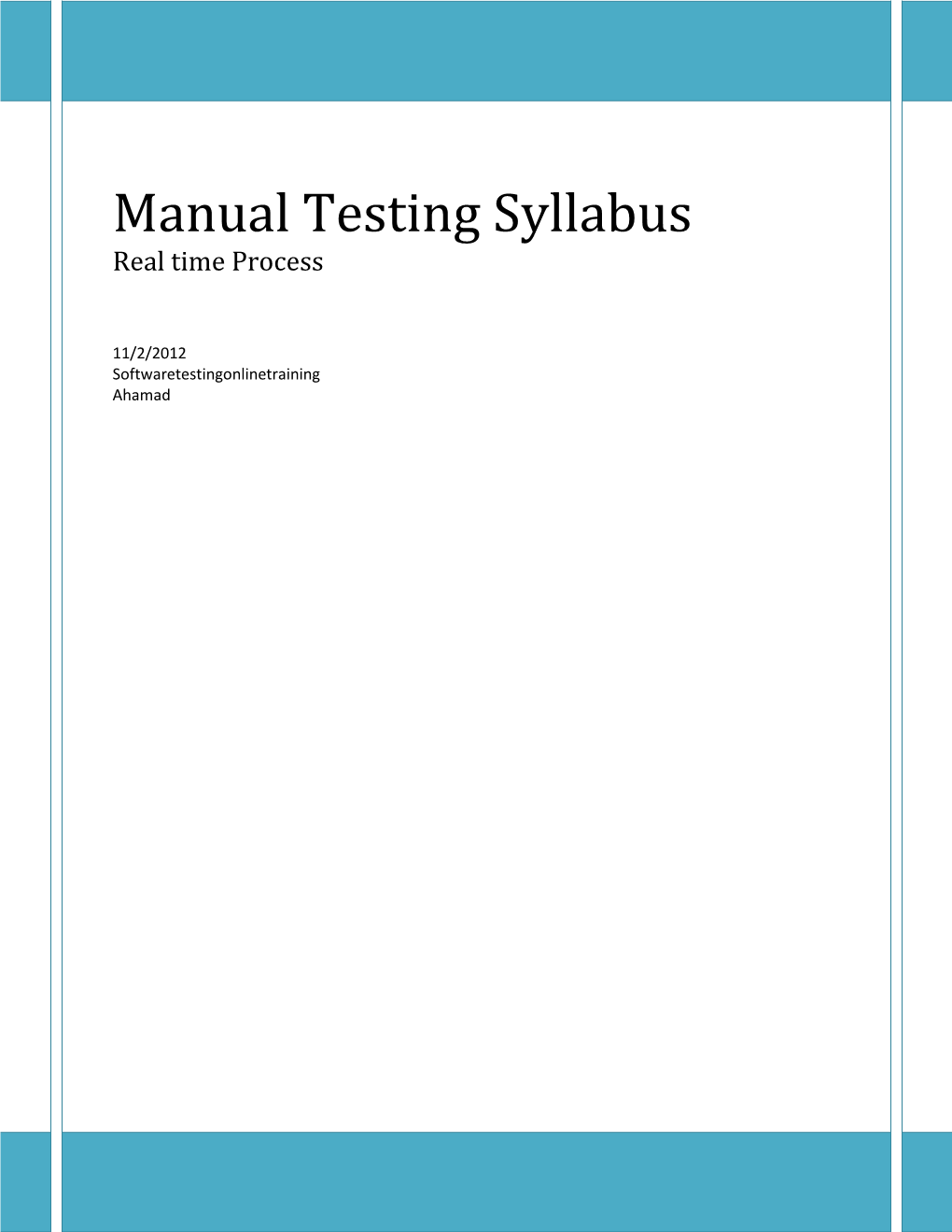 Manual Testing Syllabus Real Time Process
