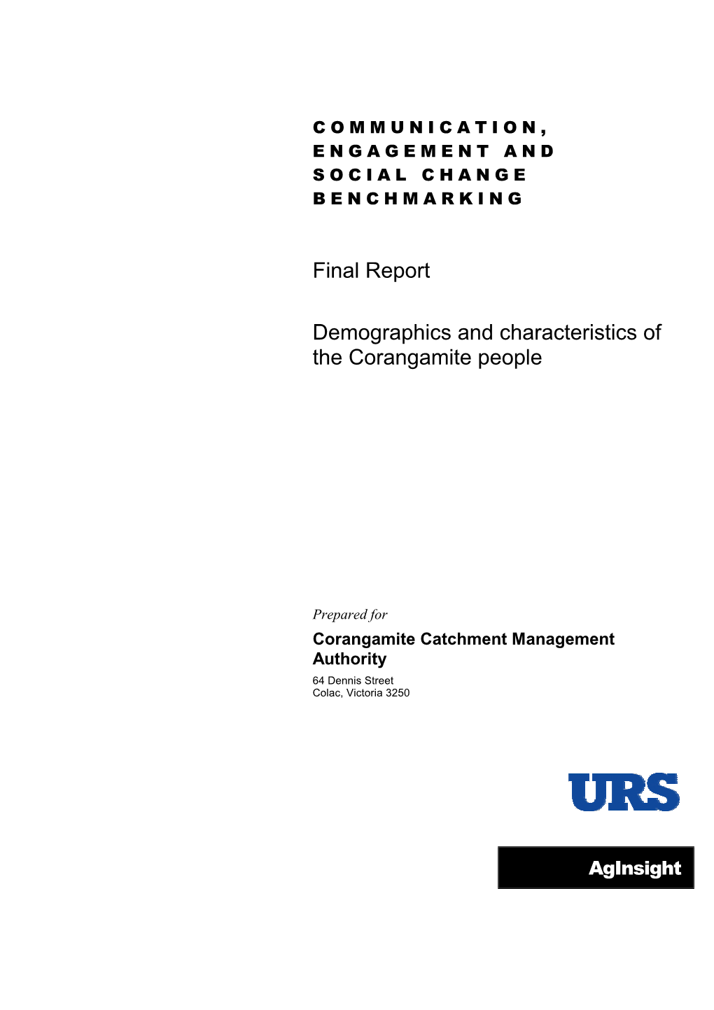 Demographics and Characteristics of the Corangamite People