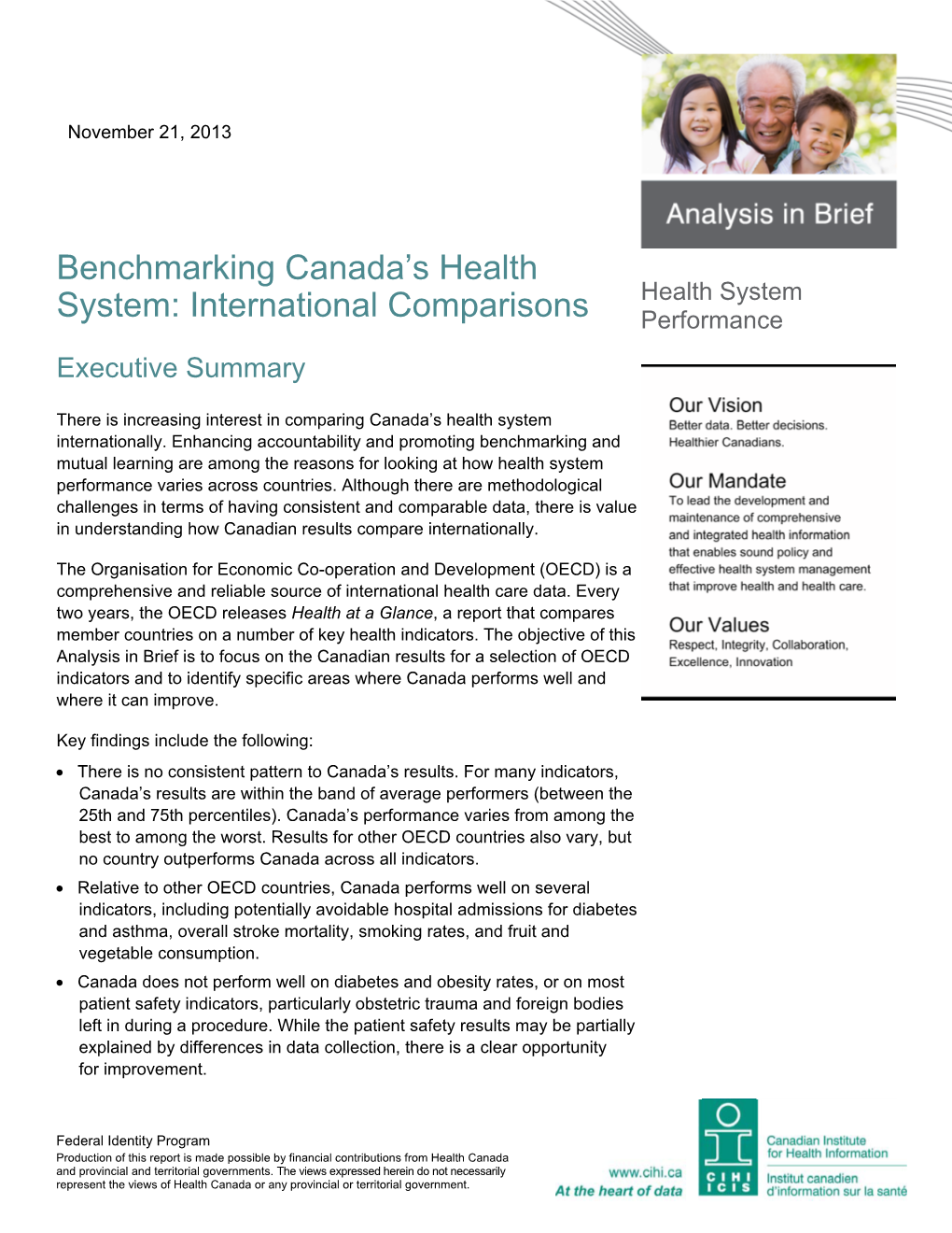 Benchmarking Canada's Health System