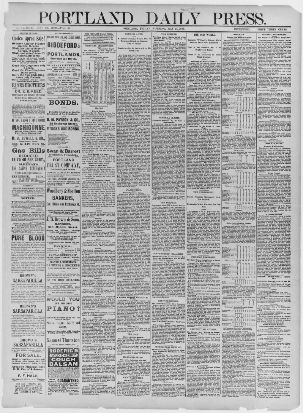 Portland Daily Press: May 29,1885