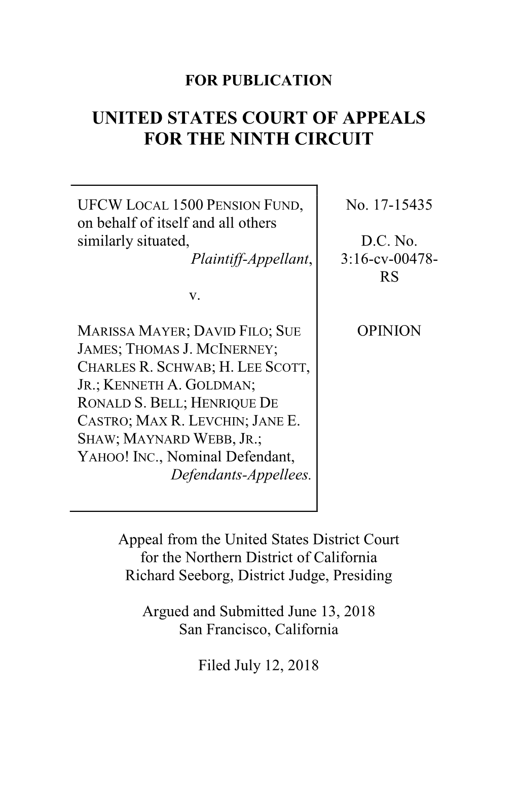 Ufcw Local 1500 Pension Fund V. Mayer