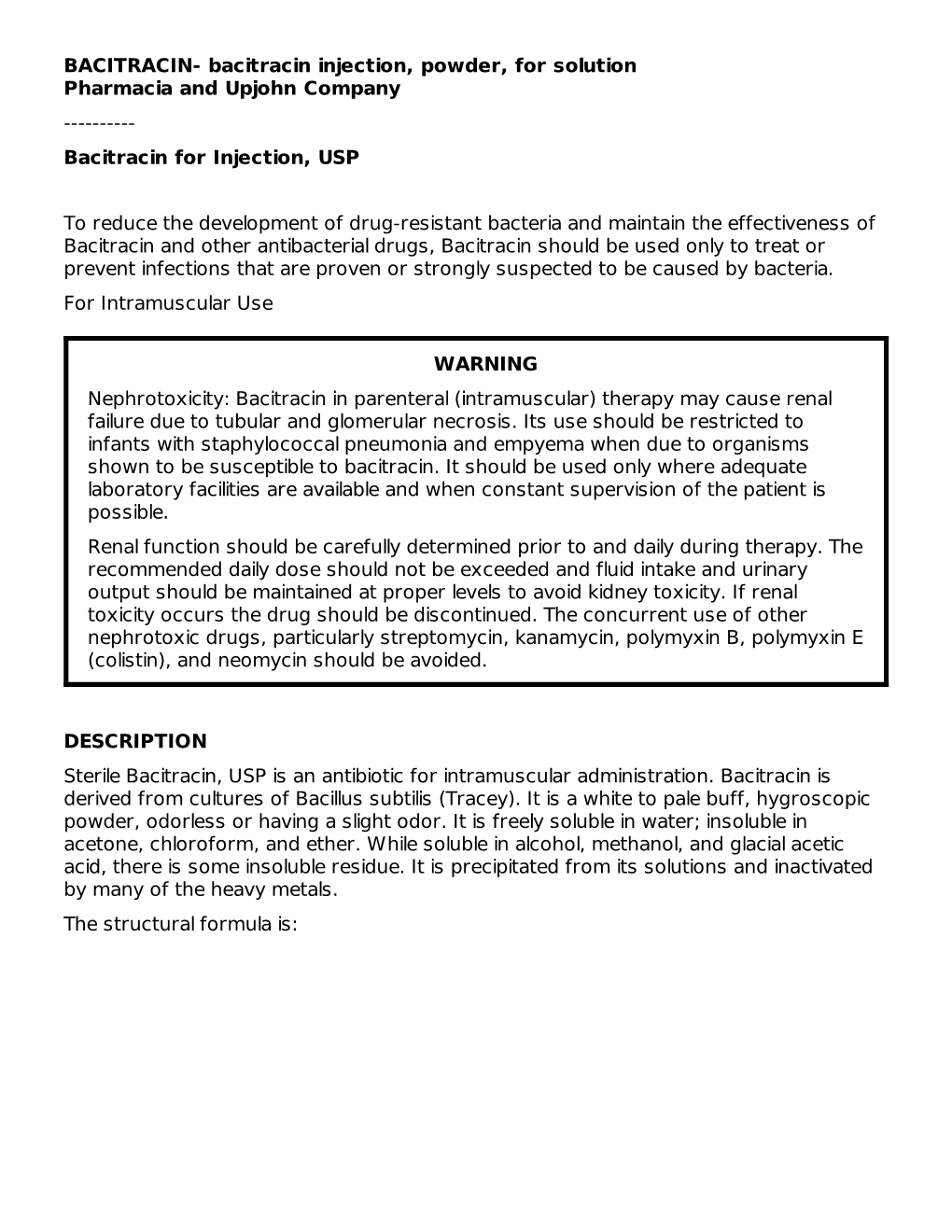 Bacitracin for Injection, USP