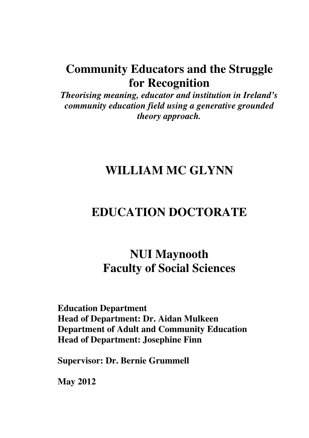 Community Educators and the Struggle for Recognition