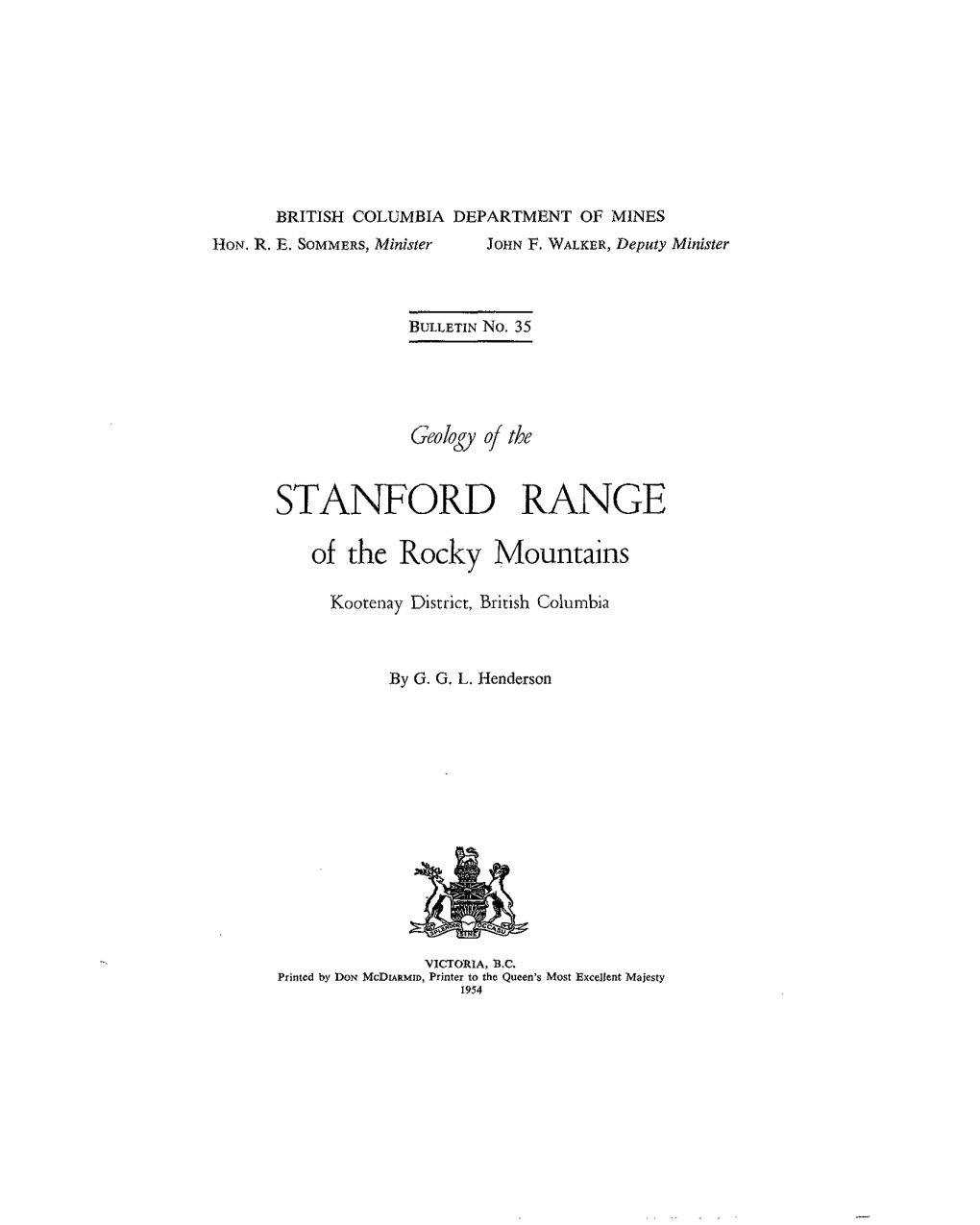 Geology of the STANFORDRANGE of the Rocky Mountains