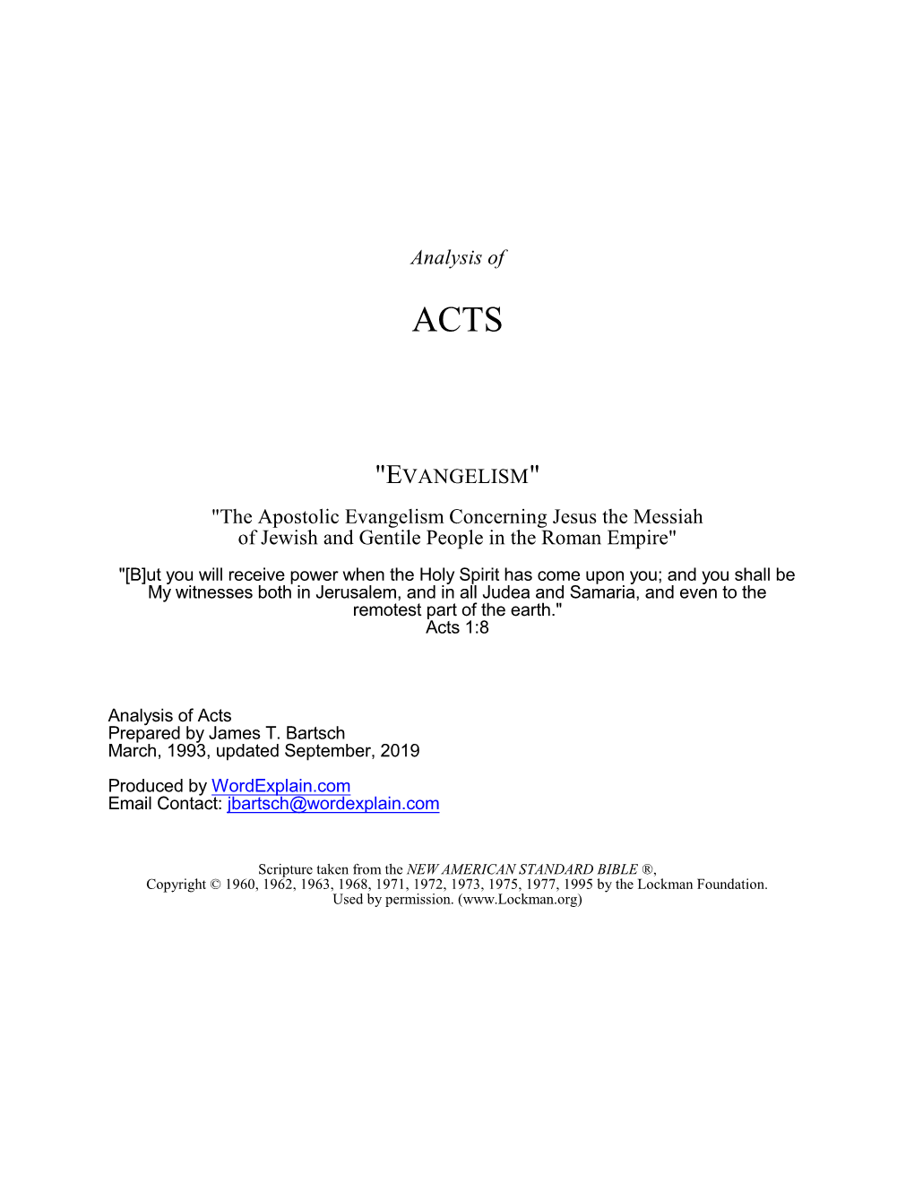 Analysis of ACTS