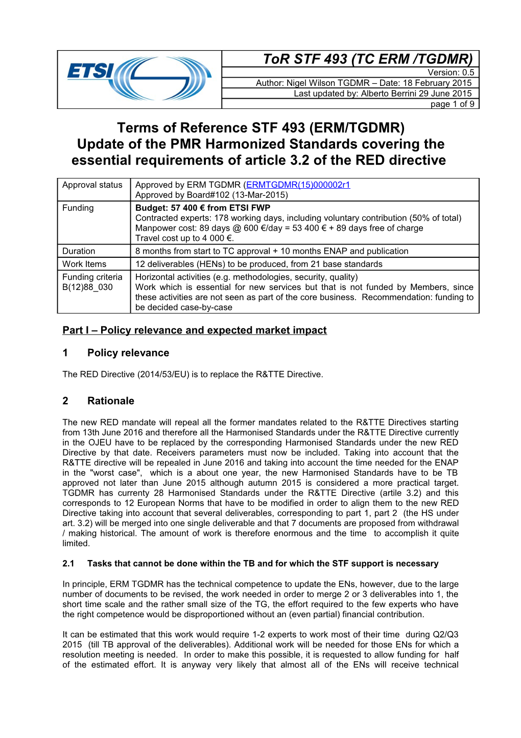 STF Tor - ETSI