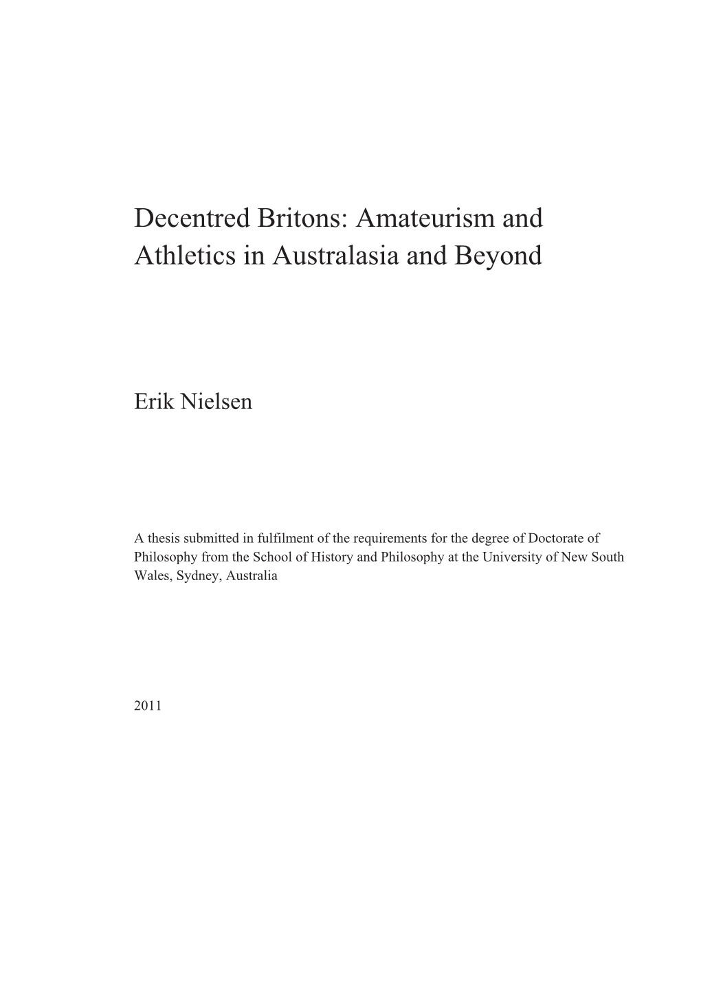 Amateurism and Athletics in Australasia and Beyond