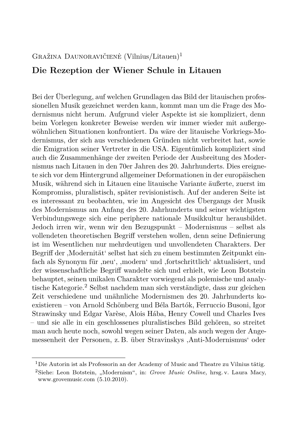 Die Rezeption Der Wiener Schule in Litauen