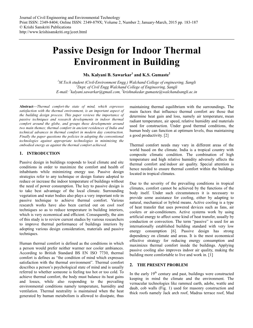 Passive Design for Indoor Thermal Environment in Building