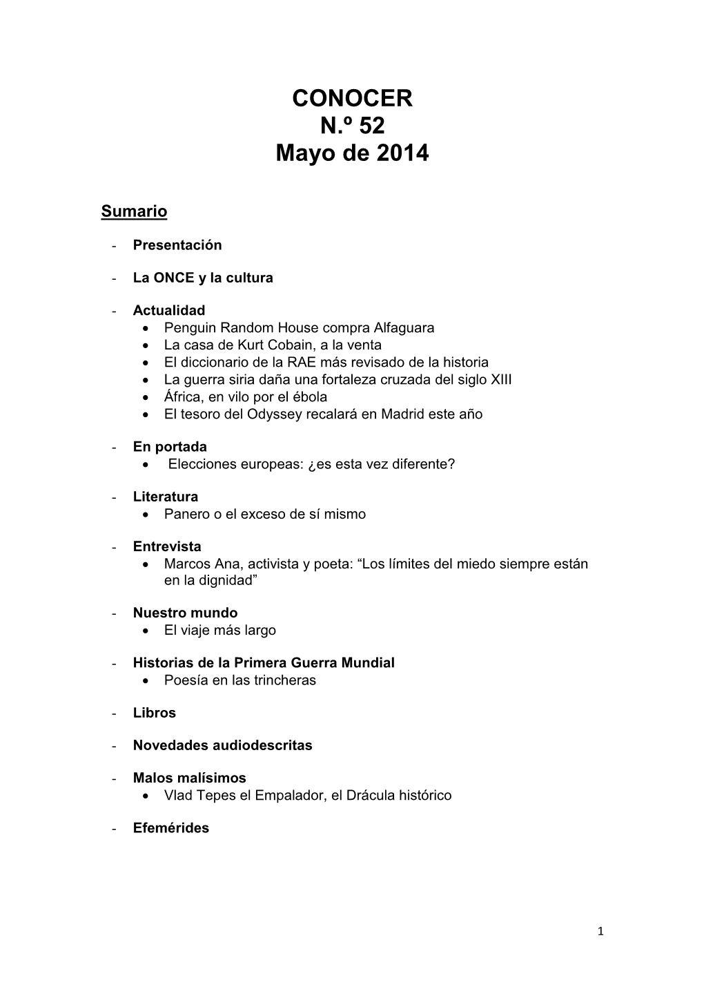 CONOCER N.º 52 Mayo De 2014