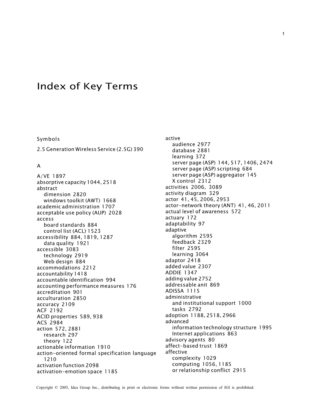 Of Key Terms