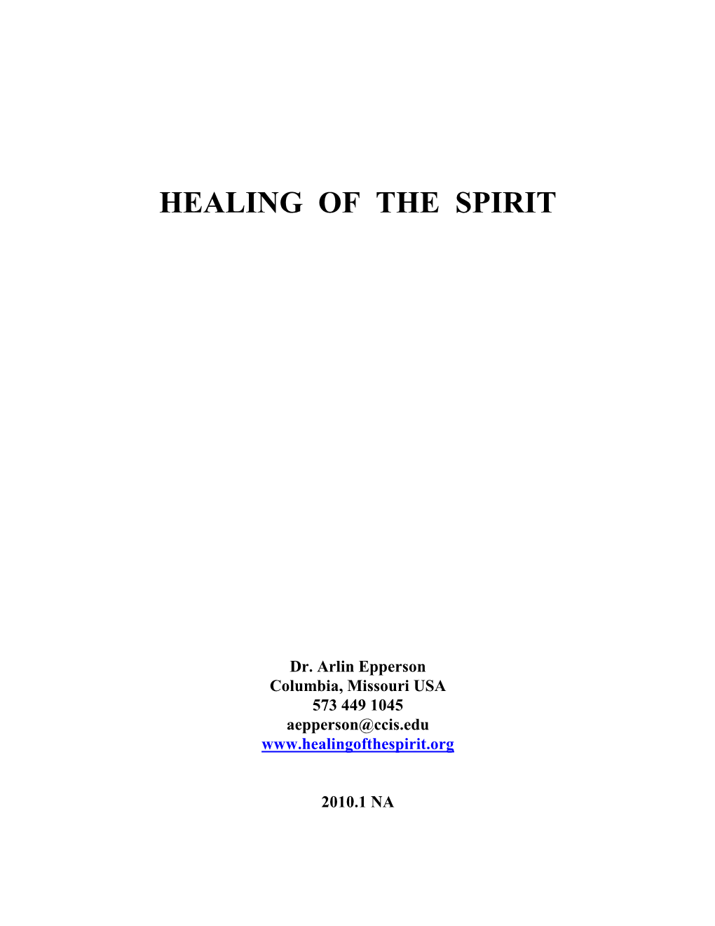 Healing of the Spirit