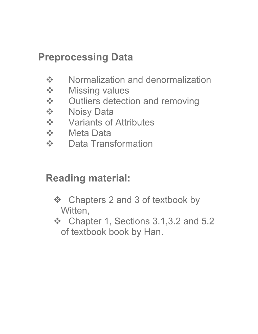 Preprocessing Data