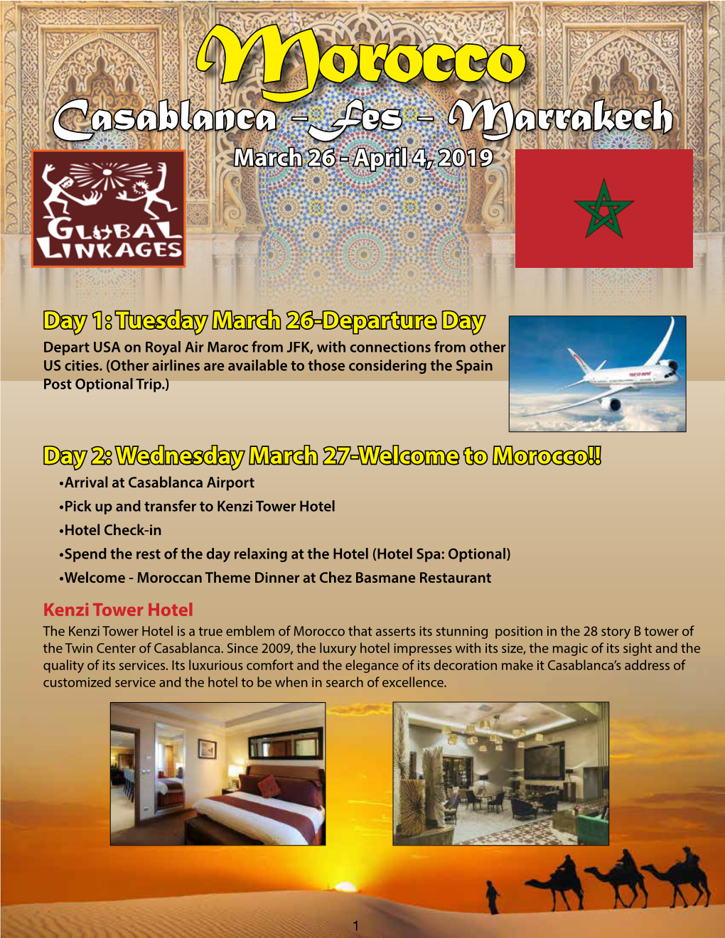 Fes - Marrakech March 26 - April 4, 2019