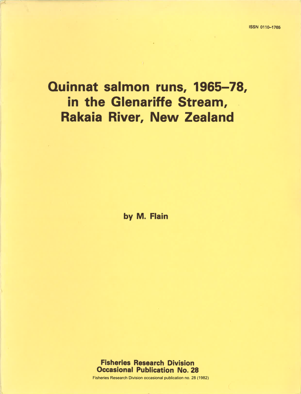 Ouinnat Salmon Runs, 1965-78, in the Glenariffe Stream, Rakaia River, New Zealand