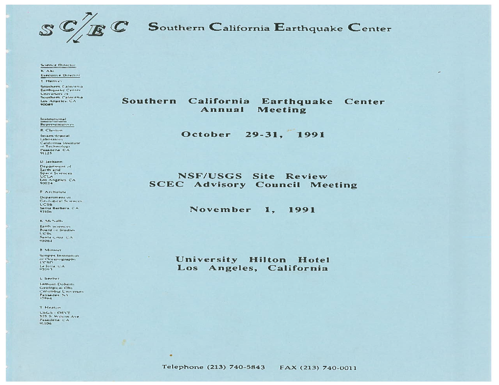 1991 Labc,Rators California Institute Ii Technologs Pasaijena CA 9112P