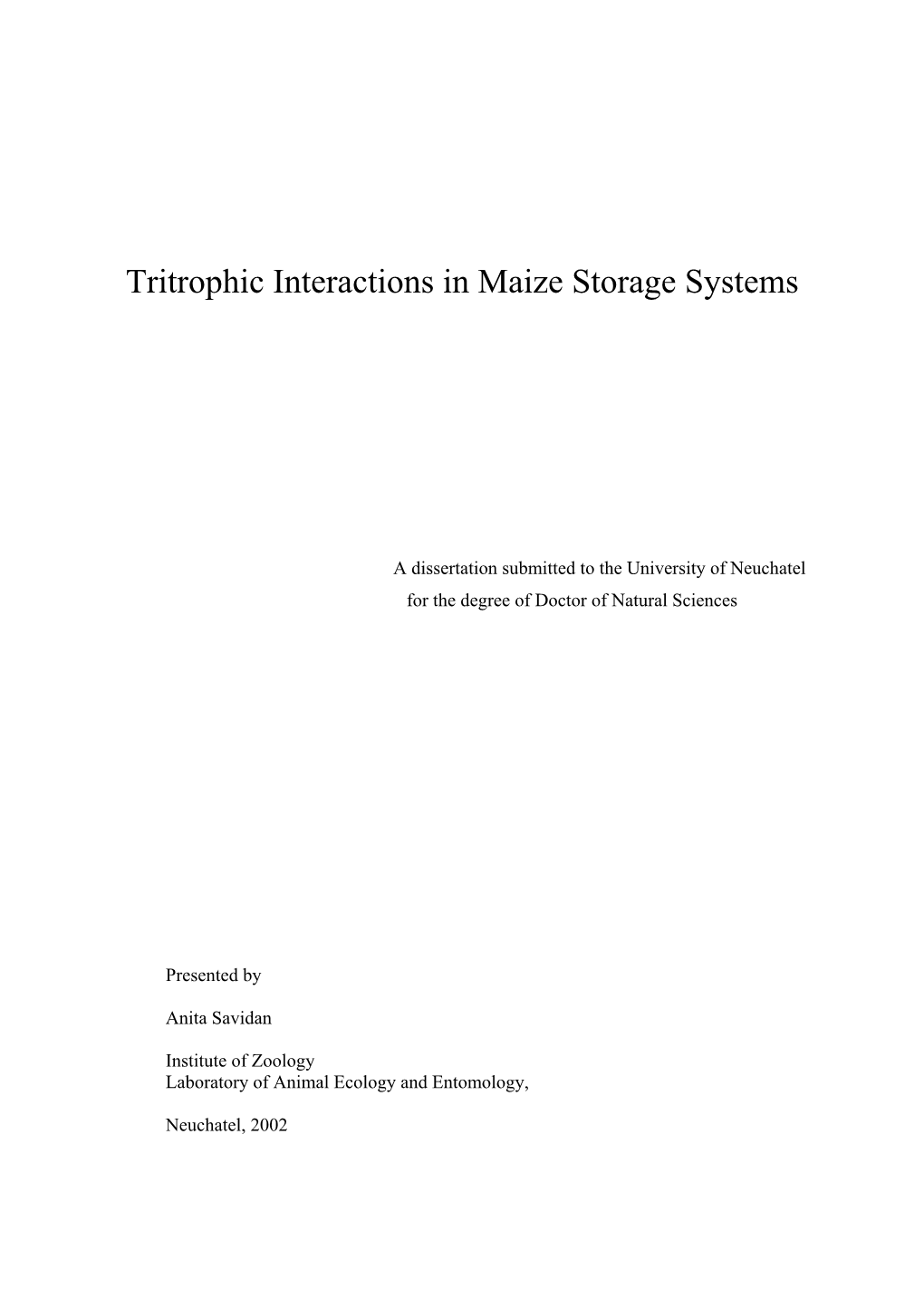 Tritrophic Interactions in Maize Storage Systems