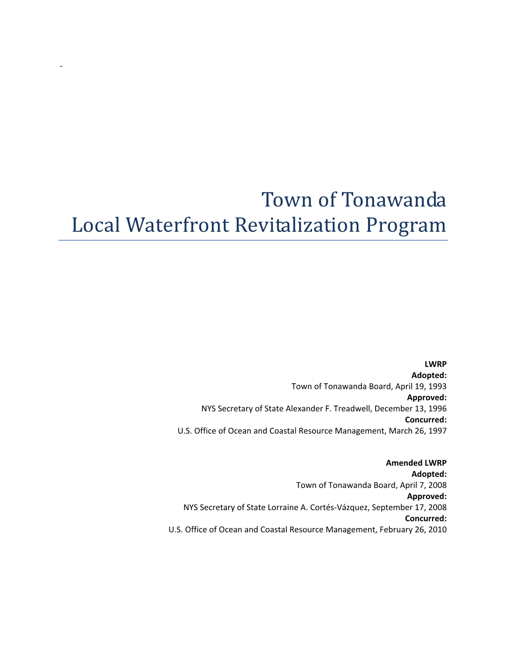 Town of Tonawanda Local Waterfront Revitalization Program