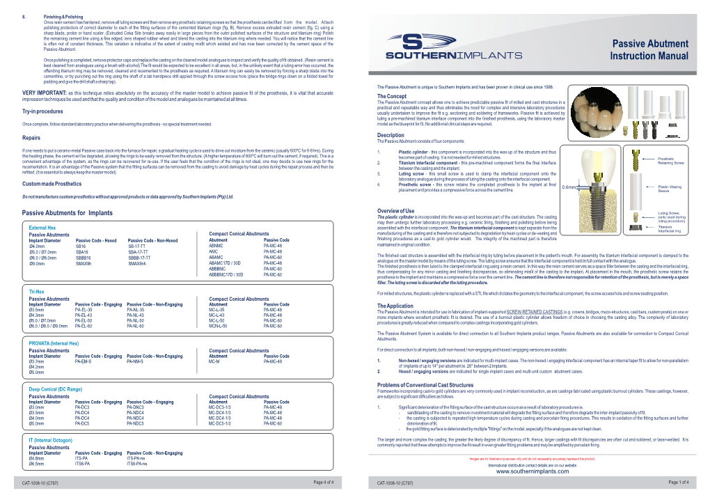 Passive Abutment Instruction Manual