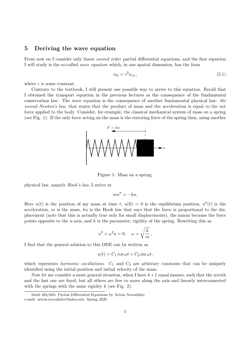 Wave Equation. Derivation