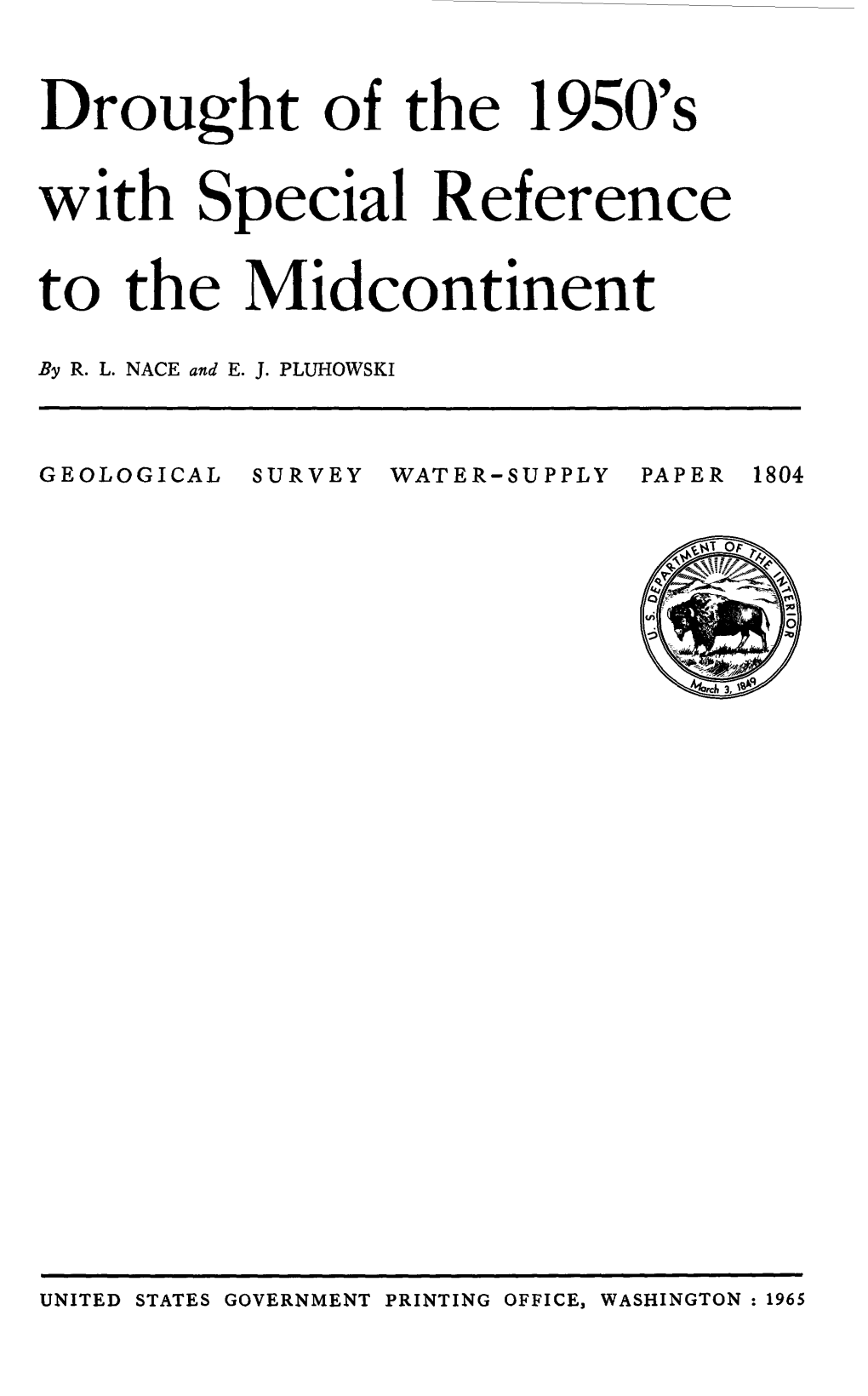 Drought of the 1950'S with Special Reference to the Midcontinent