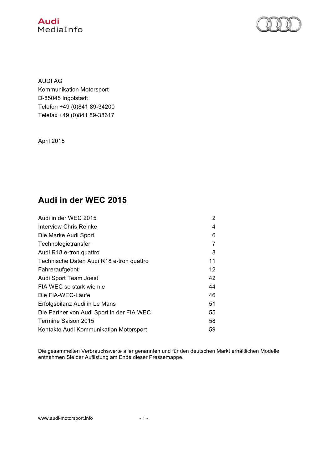 150325 Pressemappe Audi WEC 2015 D