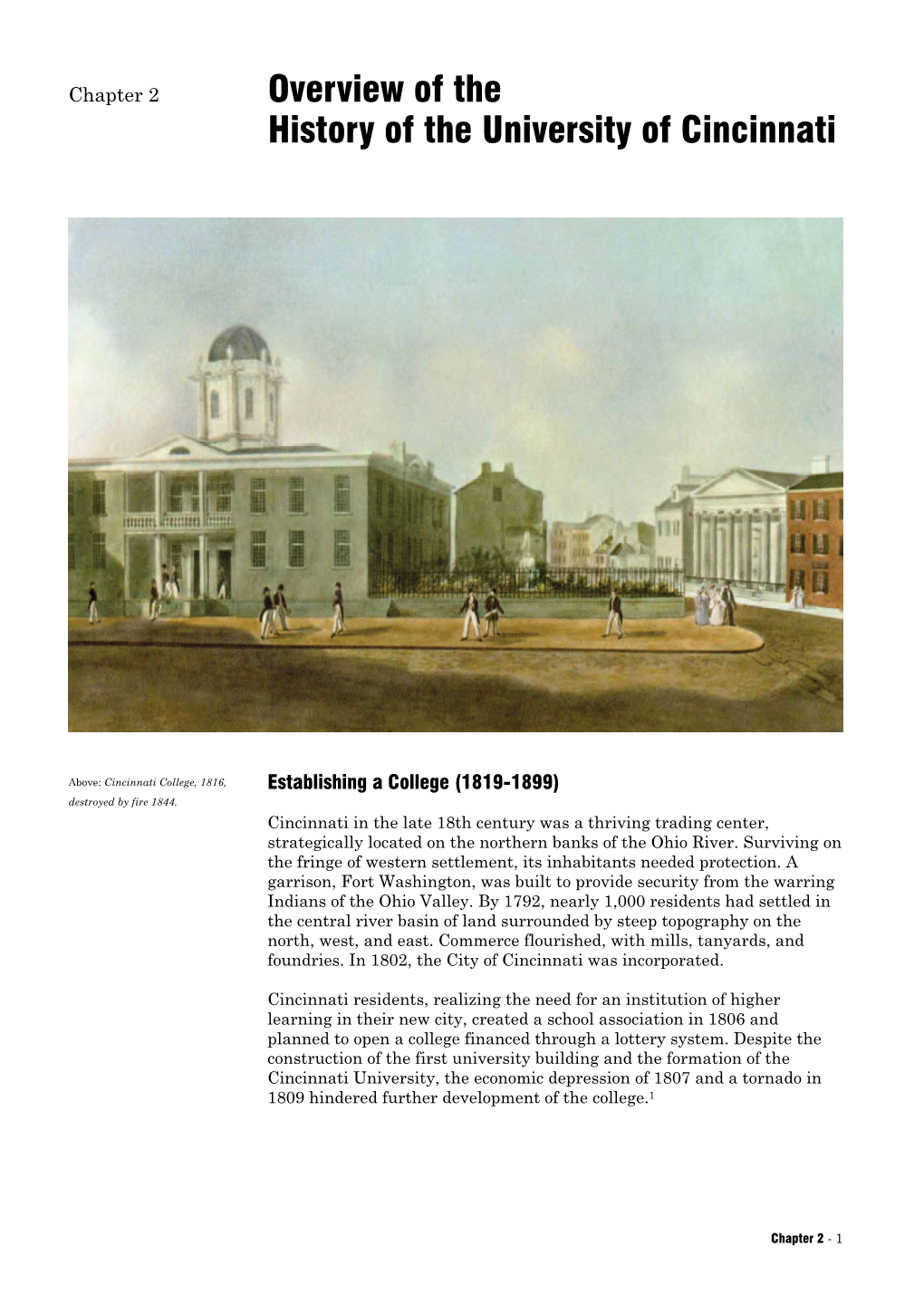 Overview of the History of the University of Cincinnati